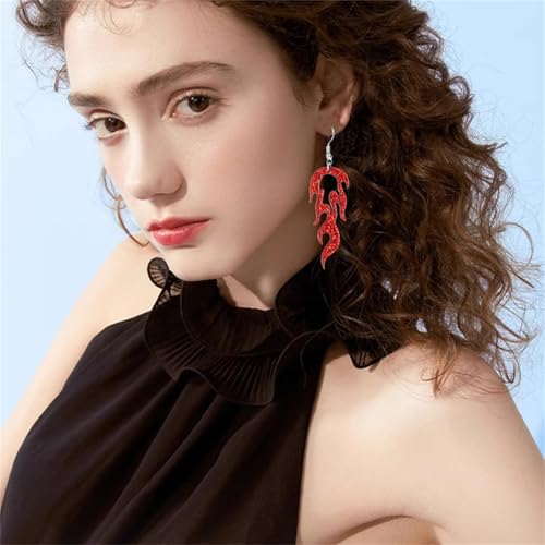 Halloween Red Flame Fire Earrings for Women Exaggerated Geometric Red Flame Earrings Lightweight Geometric Fire Element Earrings Gothic Vintage Cosplay Halloween Jewelry4
