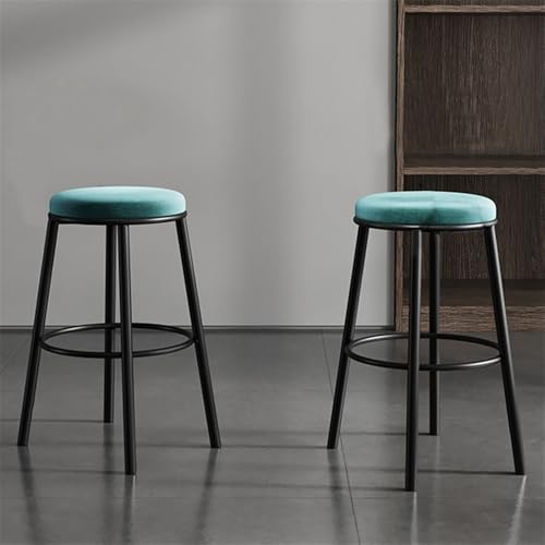 Tabouret de bar vert en fer style épuré et compact de petite taille