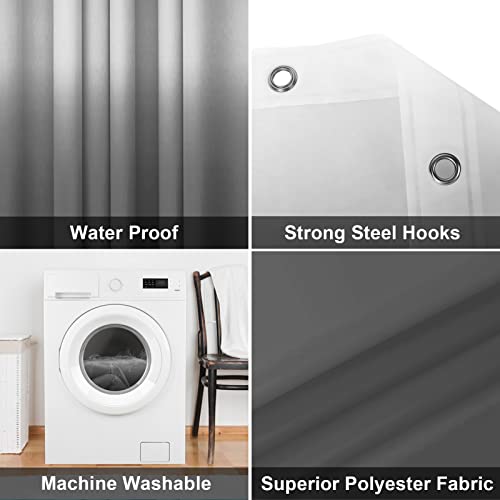 Lollanda Shower Curtain, Gradient Gray Shower Curtains with Strong Hooks, Thick Duty Bath Curtains Bathroom Accessories - Image 3