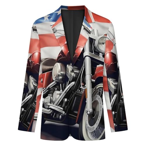 U.S. Flag Motorcycle Men's Casual Blazers Slim Fit Sport Coats Blazer Two Buttons Suit Jacket for Work Party4