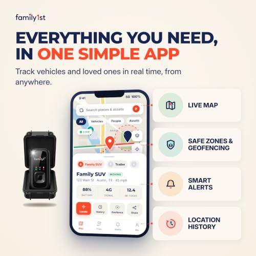 Image of GPS Tracker for Vehicles & Cars - Real-Time Tracking Device with App, 30-Day Battery, Waterproof Magnetic Case, Hidden Design, Geofencing, Kids & Seniors, iOS & Android, Subscription Needed.