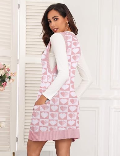 Image of Zeagoo Womens Sweater Vest Dress Pattern Knitted Pullovers Sweaters V Neck Tank Sweater Dress with Pockets