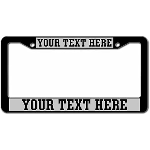 Custom License Plate Frames Personalized Design Your Own Text Silver Black License ...