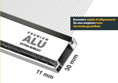 Schellenberg 70044 Fliegengitter Fenster bodentief Premium, Insektenschutz Fenster mit Rahmen aus Aluminium, 120 x 240 cm, Weiß