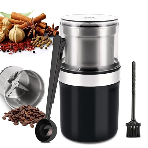 Kaffeemühle Elektrisch mit Abnehmbarer Edelstahlschüssel, 100g Füllmenge Gewürzmühle, Gewürz und Kaffee Mühle, Coffee Grinder Für Kaffeebohnen, Kräuter, Nüsse, Körner Kaffeemühle Elektrisch mit Abnehmbarer Edelstahlschüssel, 100g Füllmenge Gewürzmühle, Gewürz und Kaffee Mühle, Coffee Grinder Für Kaffeebohnen, Kräuter, Nüsse, Körner