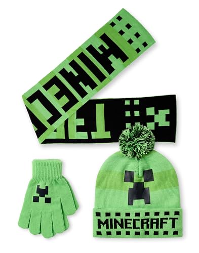 Minecraft Conjunto de gorro, guantes y bufanda para niño | Gorro