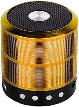 Image of Mini Bluetooth Speaker WS 887 with FM Radio, Memory Card Slot, USB Pen Drive Slot, AUX Input Mode, Compatible with All Devices-Red 5 W Bluetooth Speaker. (Gold)