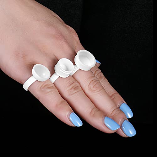 Pinkiou 300 PCS Tattoo Ink Ring Cups Disposable Microblading Pigment Rings Eyebrow Makeup Tattoo Glue Holder for Permanent Makeup PMU Tattoo Eyelash Extension Rings Large Medium Small 100pcs Each