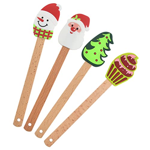 DOITOOL 4pezzi Spatole Di Natalizie Raschietti Per Crema e Burro Utensili Da Cucina Pratici e Colorati Per Decorazioni Di Torte Durante Le Feste