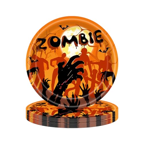 24Pcs Horror Round Paper Plates - 7 Inches Scary Halloween Party ...