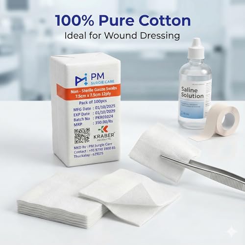 Image of PM Non Sterile Absorbent Gauze Swabs 100pc Pack 7.5cm x 7.5cm 12ply type 17 (40)
