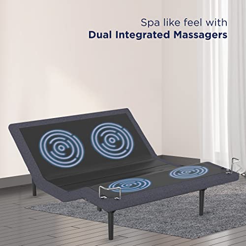 Image of The Sleep Company Elev8 Smart Recliner Bed | Bed Base with Italia Beige Frame | Premium Smart Adjustable Bed | in-Built Massage Mode & Zero Gravity Sleep Mode | Queen Size, Metal, Polishedsteel