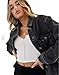 Cantonwalker Women's Oversize Vintage Washed Boyfriend Denim Jacket Long Sleeve Classic Loose Jean Trucker Jacket 003 (Black Washed, S)……