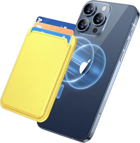 Image of MIDOS Magnetic Card Wallet Holder Designed for MagSafe Compatible with iphone16, iPhone 15, iPhone 14, iPhone 13, iPhone 12 iPhone 17 Series Models (Lemon Yellow)
