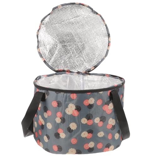 HOMSFOU Cubo para Remojo de Pies Plegable Mediano Tapa Diseño Floral Material de Nailon Resistente Bañera Portátil Grande para Spa de Pies Lavabo para Baño en Casa y Viaje