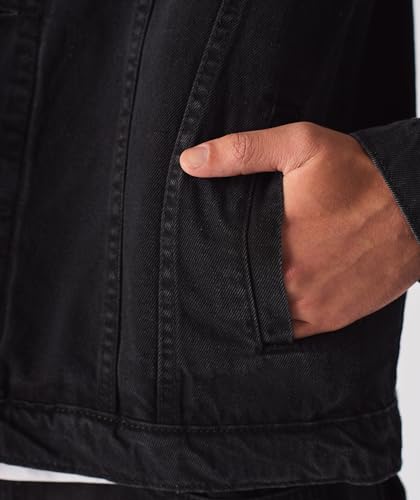 Image of JMOJO Jean Jacket Men - Button Down Trucker Style with Functional Pockets - Classic Mens Denim Jackets for Casual Outfits