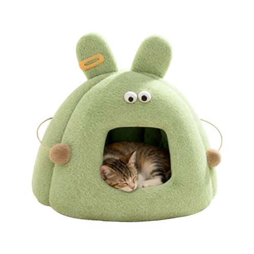 Cat Bed Cave,Warm Windproof Cute Bunny Design Cave | with Removable Cushion Enclosed Cat Bed | for Kitten Pet Outside Winter Sle