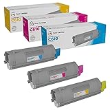 LD Products Compatible Toner Cartridge Replacement for Okidata C610 Series (Cyan, Magenta, Yellow, 3-Pack) Compatible with Oki C610cdn C610dn C610dtn C610n