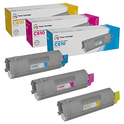 LD Products Compatible Toner Cartridge Replacement for Okidata C610 Series (Cyan, Magenta, Yellow, 3-Pack) Compatible with Oki C610cdn C610dn C610dtn C610n