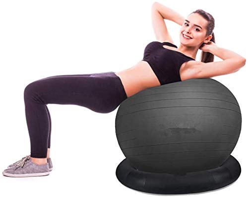 JFZCBXD Yoga ball Exercise Ball PVC Thickening Explosion-proof Gym Ball Maternity Production Ball Fixed Ring Base Yoga Ball Chair, Black