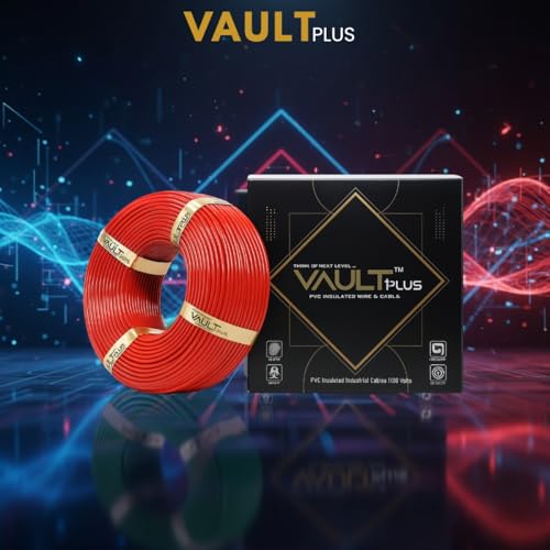 Image of VAULTPlus Red 1mm CCA Copper Electrical Wire | 90 Meter Long Roll | PVC Insulated Cable for Home, Commercial & Industrial Internal Wiring