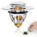 Zezzo Edelstahl-Rückprall Kern Push-Typ Ablaufgarnitur Waschbecken, Waschbeckenstöpsel Abfluss Sieb, Abflussstopfen Kein Überlauf Pop Up Sink Drain Plug mit Korb für Küche (34-38mm)