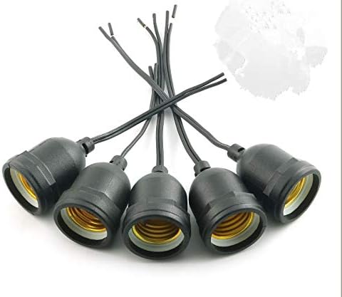 Enchufe de luz temporal E26 E27 tipo tornillo Simple, 5 uds., enchufes de lámpara con cola de cerdo impermeables ignífugos, negro