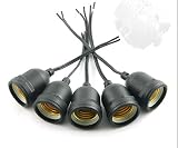 ZYAMY 5pcs Simple Screw Type E26 E27 Temporary Light Socket, Flame Retardant Waterproof Pigtail Lamp