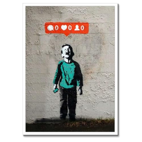 Banksy Zero Likes poster cadre noir 50x70 décoration murale salon
