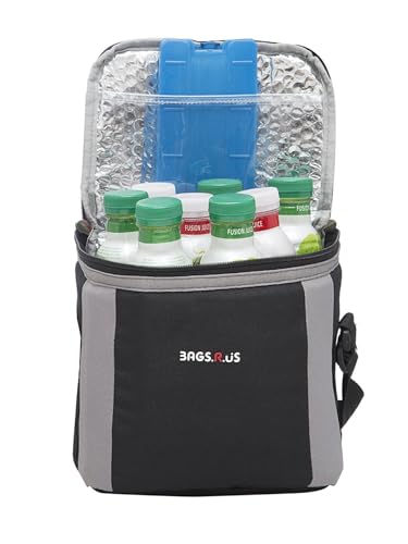 Image of BagsRUs Black Polyester 6 Liter 6 Cans Portable Travel Chiller Cooler Bag with Free ice Pack (CH102FBL)