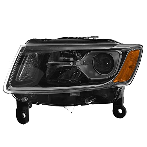Image of TRQ Driver Side Headlight Assembly Halogen Chrome Bezel Compatible with 2014-2016 Jeep Grand Cherokee CH2502247
