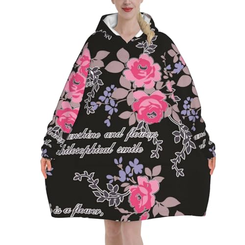 Couverture à capuche surdimensionnée avec poches plaid sweat rose imprimé