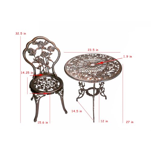Image of Oakland Living 3-Piece Rose Bistro Set with 23.5-Inch Cast aluminum Top Table