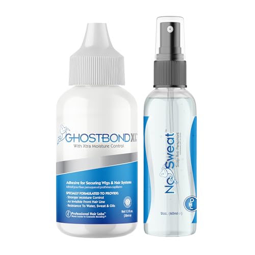 GHOSTBOND XL 1.3oz & No Sweat Scalp Antiperspirant 2oz Set | Water & Oil-Resistant Wig Glue and Sweat-Control Formula for Secure Bonding of Lace Wigs & Hair Systems