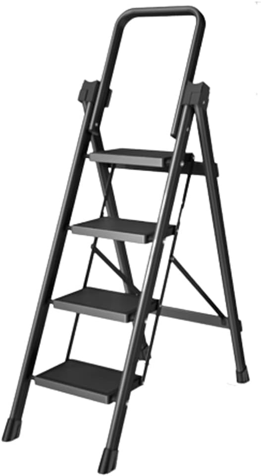 Portable Ladder 4 Step Ladder with Handrails Telescoping Ladder Folding Step Stool A-Frame Ladder Multi-Use Home Ladders,White