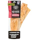 Earth Animal No Hide Strips Salmon Flavored Natural Treats | No Rawhide | Quick & Thin Dog Chews - 4 Count