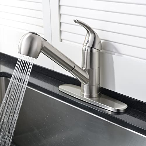 Ufaucet UF-07L-QY-6 Stainless Steel Kitchen Faucet Brushed Nickel,Small Single Handle Pull Out Kitchen Sink Faucet With Sprayer,Single Hole Low Kitchen Faucets Grifo De Cocina thumb #5