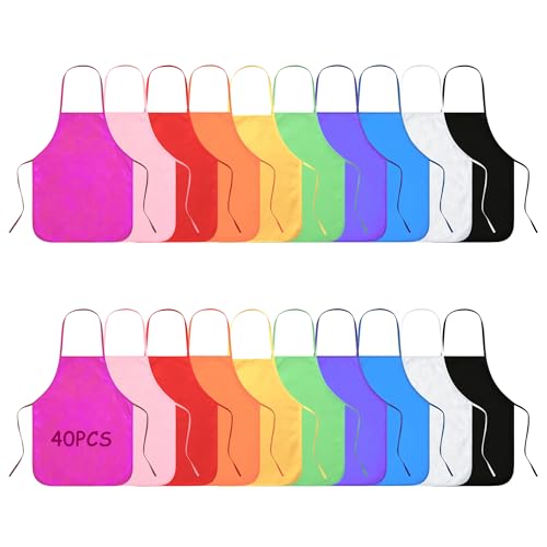 Tablier Peinture Enfant Imperméable - Lot de 40 Blouses de Protection Scolaire