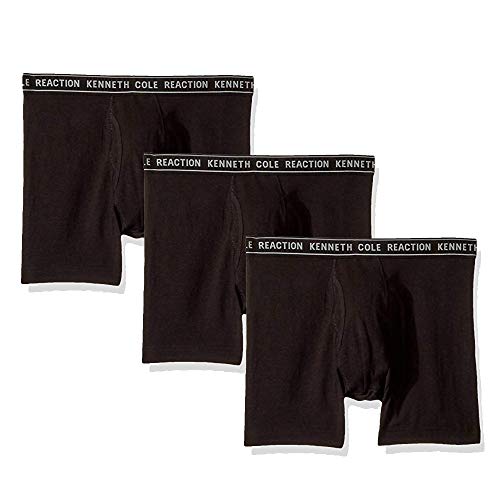 Kenneth Cole REACTION mens Kenneth Cole Reaction Men's Cotton Stretch Underwear, Multipack Boxer Briefs, Black, Large US