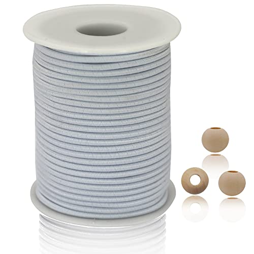 ZHFMLY 1/8 inch White Elastic Cord String for Sewing 23 Yards 3mm Round Elastic Rope Cord for Hair Ties Thin Elastic Strap Stretchy Thread for Clothes-Keychain-DIY Crafts & Project Supplies
