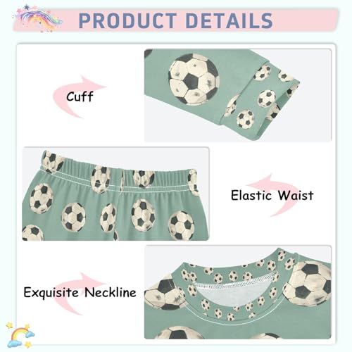 senya Vintage Soccer Ball Pajamas Set Long Sleeve Soft Cotton Sleepwear 2 Piece4
