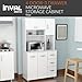 Inval America 4-Door Kitchen Microwave Storage Cabinet with 3 Drawers, Kitchenette Standing Pantry, 71