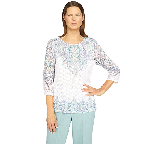 Haut en maille à motif fleuri médaillon multicolore Alfred Dunner taille XL petite