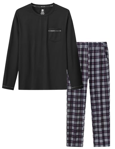 Pyjama homme hiver chaud MoFiz avec poches et pantalon carreaux
