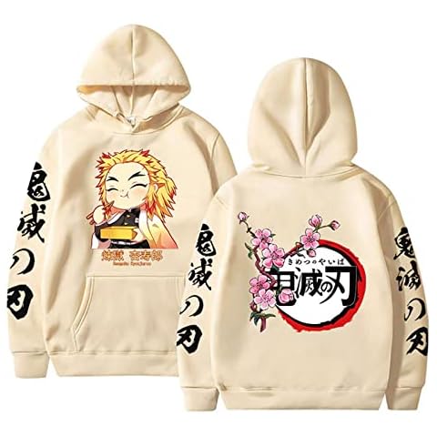OUHZNUX Hoodie Anime Demon Slayer Rengoku Kyoujurou Graphic Printed Hoodie for Men Sportswear Harajuku Cosplay Clothes Pullover XXS-3XL Cover