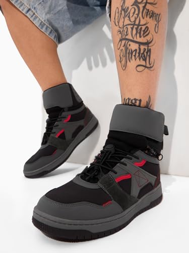 Image of The Souled Store Mercury Men and Boys Elasticated Toggle Closure Detachable Ankle High Top Sneakers