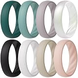 ThunderFit Eleganti fedi nuziali in silicone con scanalature ondulate da 6 mm di larghezza e 2 mm di spessore, anelli nuziali da donna in gomma traspirante, 8.5-9 (18.90mm), Silicone, Non pietra