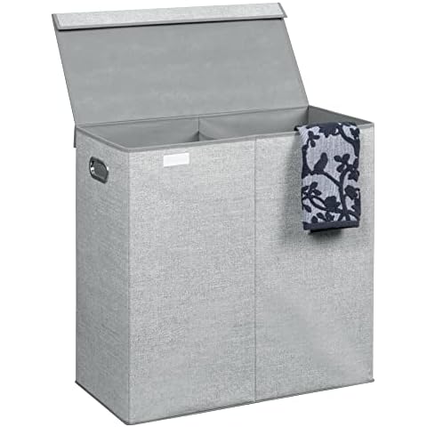 mDesign Cesto para ropa sucia con 2 compartimentos Cover
