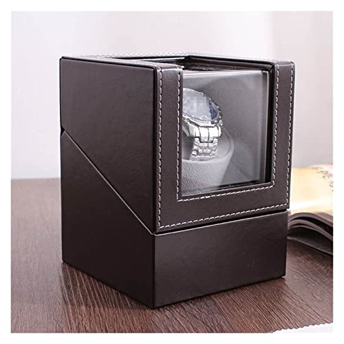 Enrollador de relojes Motor enrollador de relojes Agitador de relojes Enrollador de relojes PU Estuche Soporte Exhibidor Automático Mecánico Negro Marrón Caja enrolladora de relojes automática (N