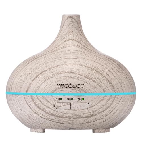 Cecotec Humidificador Ultrasónico con Difusor de Aromas Pure Aroma 150 Yang White. Depósito de hasta 150ml, 7 Colores LED Ajustables, Temporizador 3h, Ultrasilencioso, Función de Aromaterapia